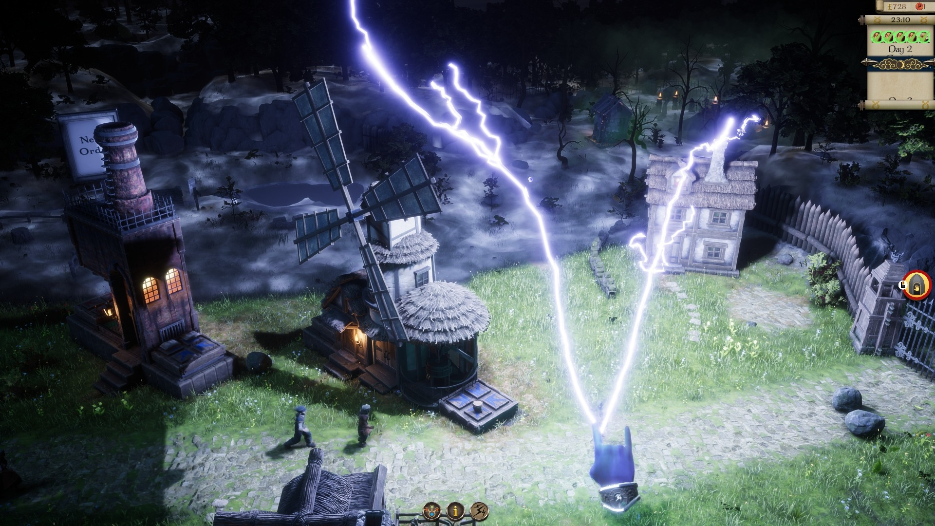 A player shoots lightning bolts out of their fingers in Masters of Albion