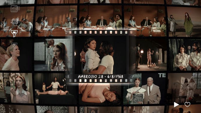 A shot of part of the library of clips in the game Immortality