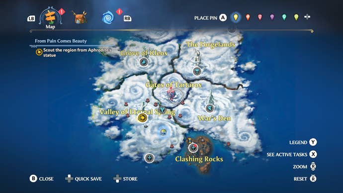 The entire map of Immortals: Fenyx Rising, covered in fog