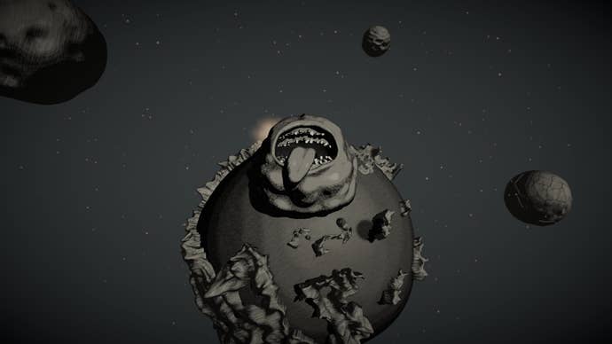 A immense maw sitting agape connected a satellite successful In Full Bloom's greyscale galaxy.