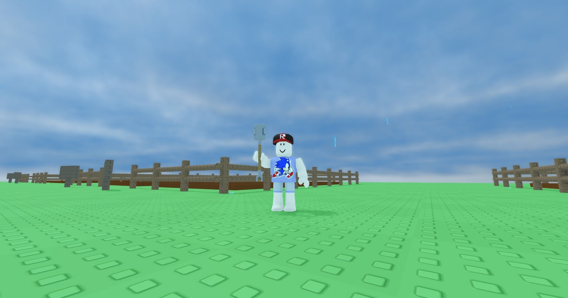 A player stands in the rain holding a shovel in Grow A Garden. - 4