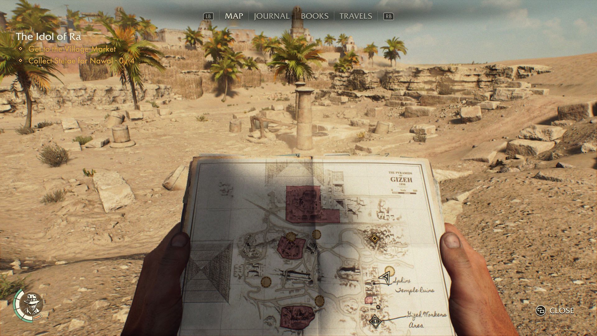 The player checks their map in the deserts of Gizeh. - 12