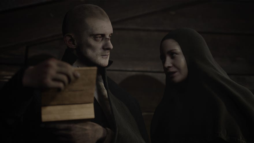 Indika the nun talks to her travel companion in third-person adventure Indika.