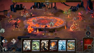 Waywards gathered around a fiery table in Inferni: Hope And Fear.