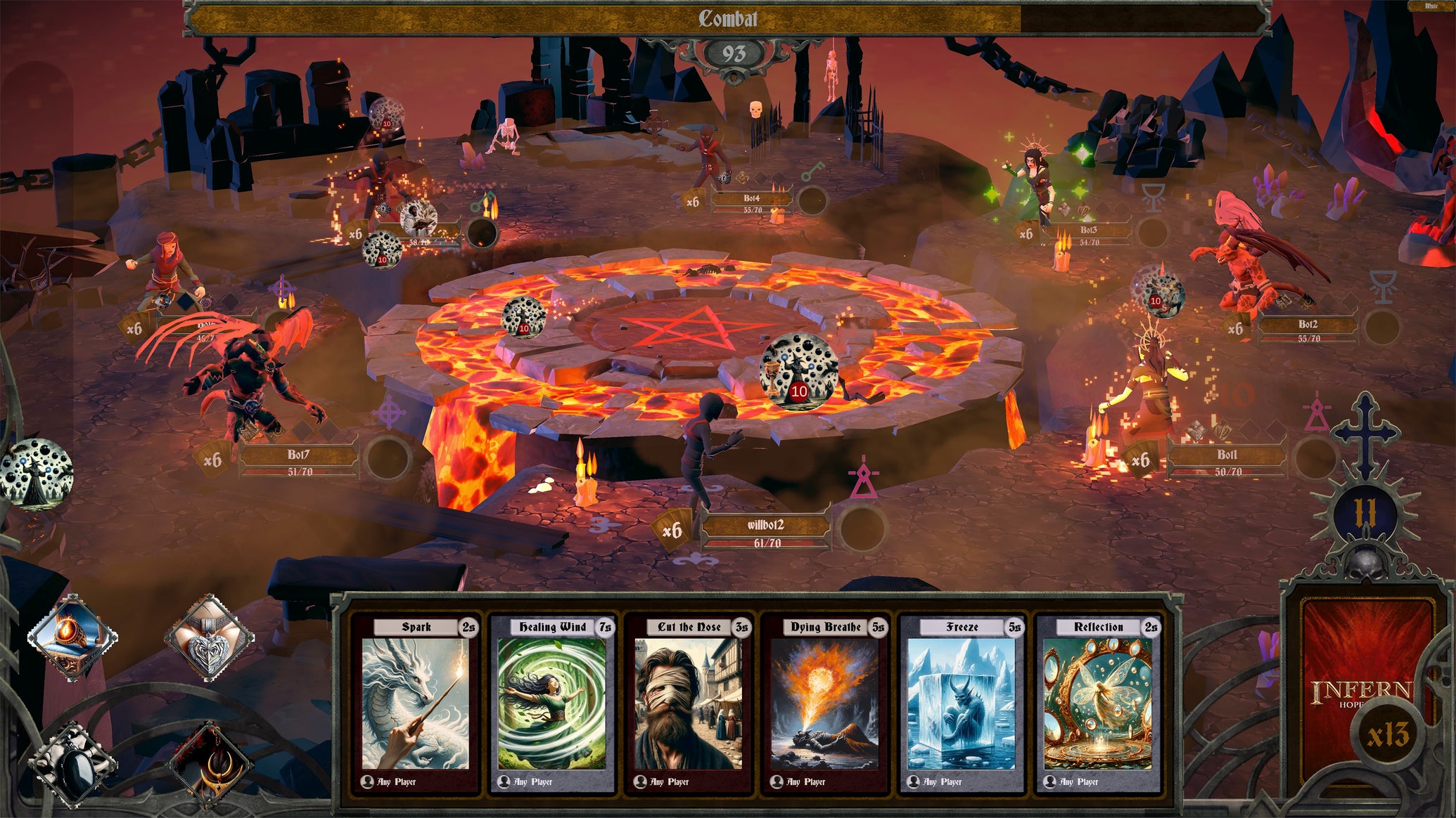 Waywards gathered around a fiery table in Inferni: Hope And Fear. - 1