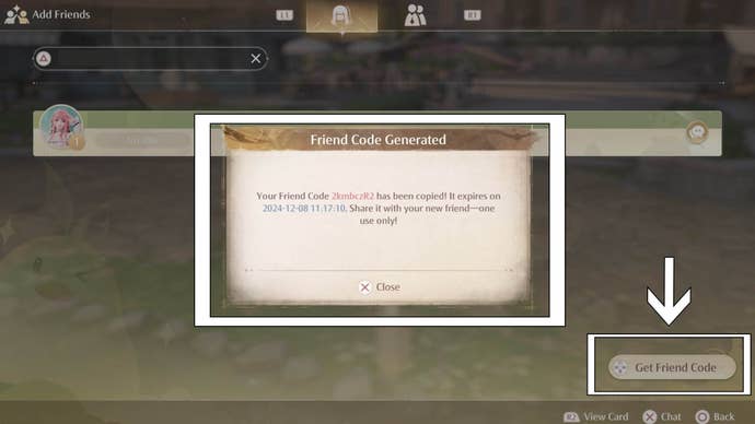 infinity nikki add friends generating friend code menu