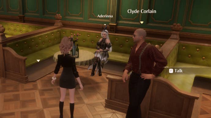 infinity nikki aderrina sitting in bibcoons chuckle club