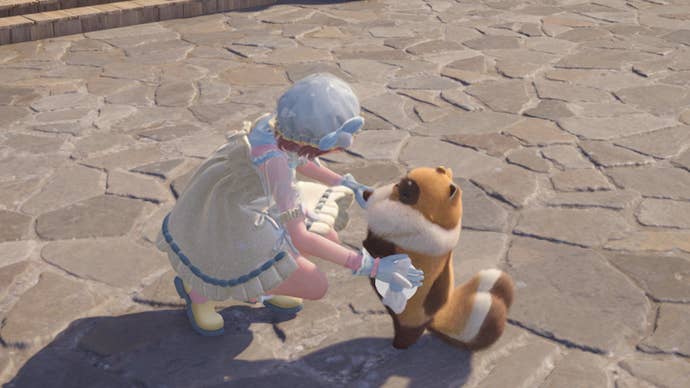 infinity nikki bibicoon being brushed