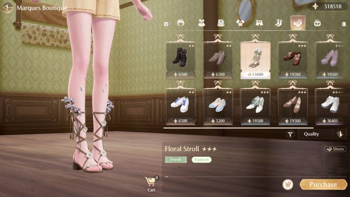 infinity nikki floral stroll shoes in florawish boutique shop menu