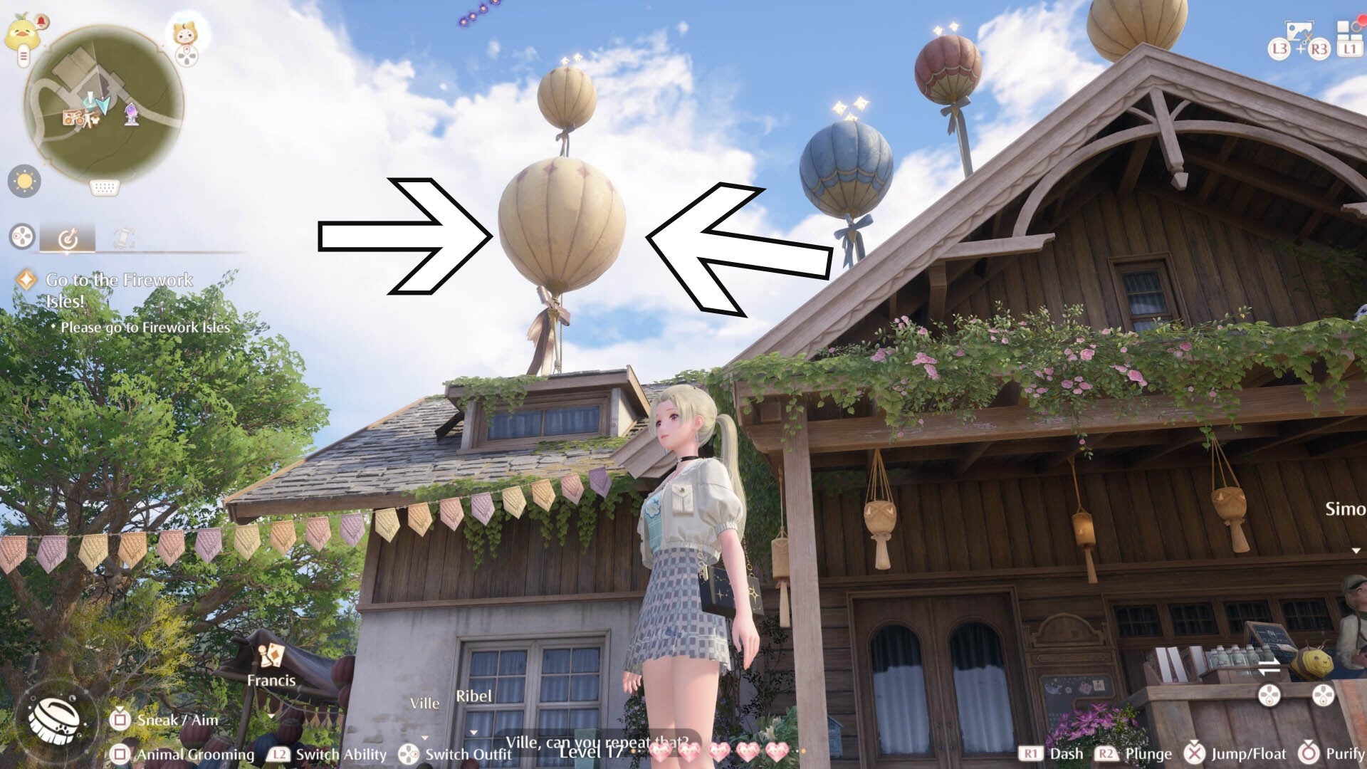 infinity nikki fly high friend mr balloon location