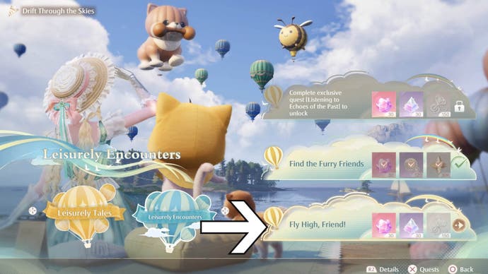 Infinity Nikki Fly High Friend Option in New Horizons Event Menu