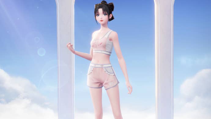 infinity nikki in the swift leap shorts in wardrobe menu