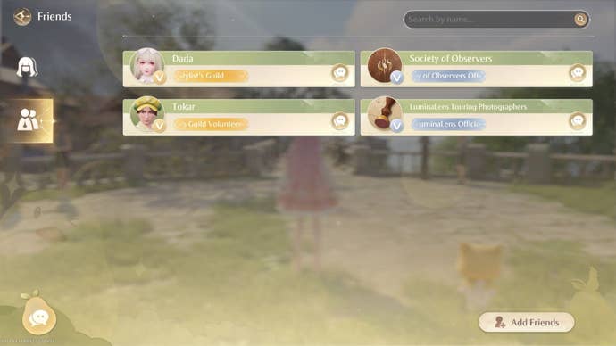The NPC Friends menu in Infinity Nikki.