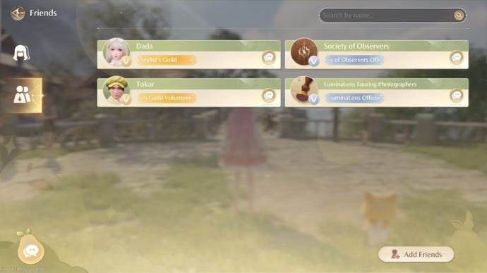 The NPC Friends menu in Infinity Nikki.