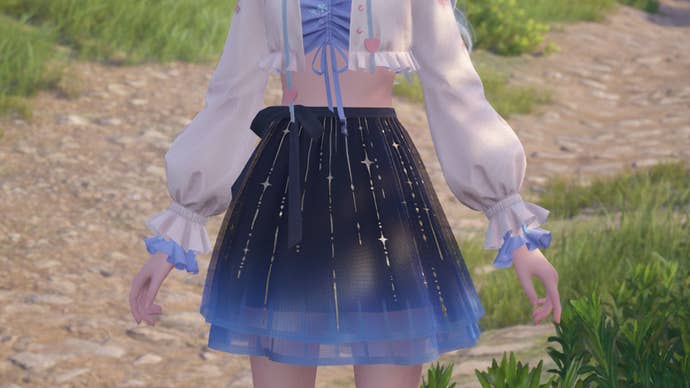 infinity nikki nikki wearing wishful pact skirt