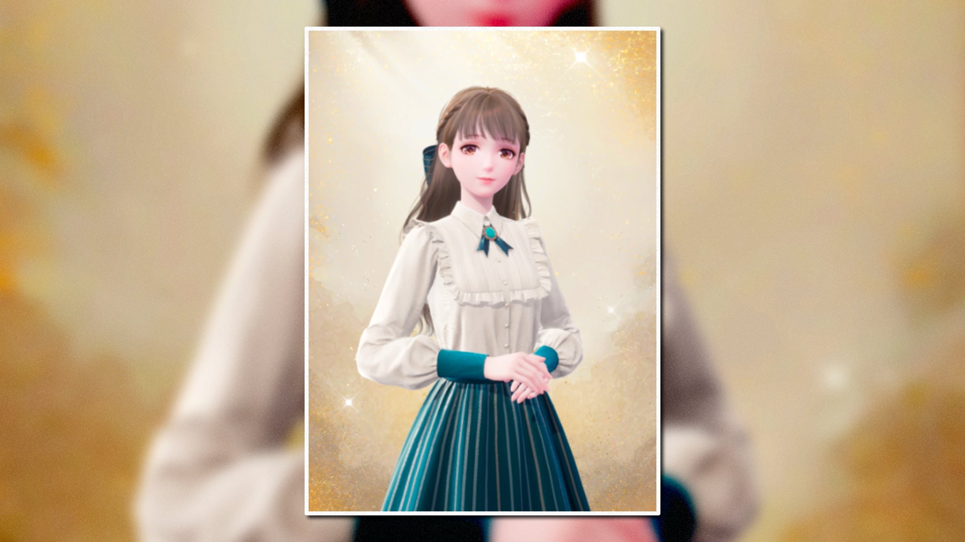 A portrait of the A Beautiful Day Outfit in Infinity Nikki in the centre of the screen against a blurred background. - 43