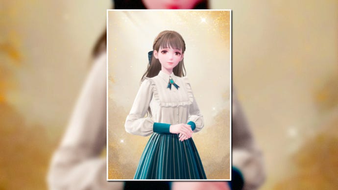 A portrait of the A Beautiful Day Outfit in Infinity Nikki in the centre of the screen against a blurred background.