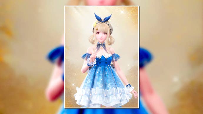 A portrait of the Bubbly Voyage Outfit in Infinity Nikki in the centre of the screen against a blurred background.