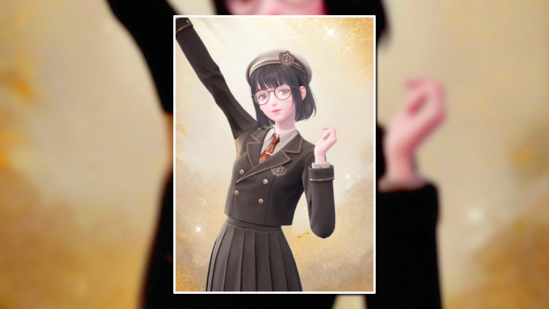 A portrait of the Chic Elegance Outfit in Infinity Nikki in the centre of the screen against a blurred background. - 38