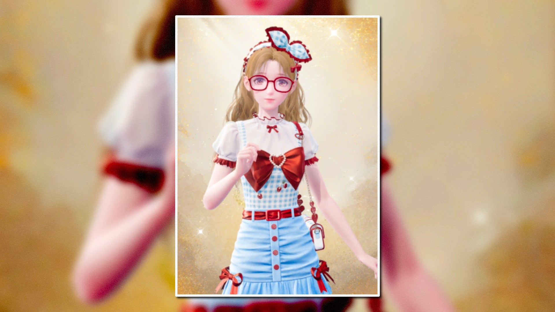 A portrait of the First Love Outfit in Infinity Nikki in the centre of the screen against a blurred background. - 47