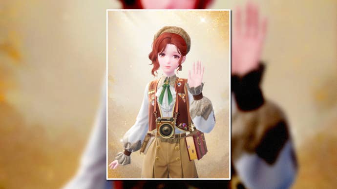 A portrait of the Moment Capturer Outfit in Infinity Nikki in the centre of the screen against a blurred background.