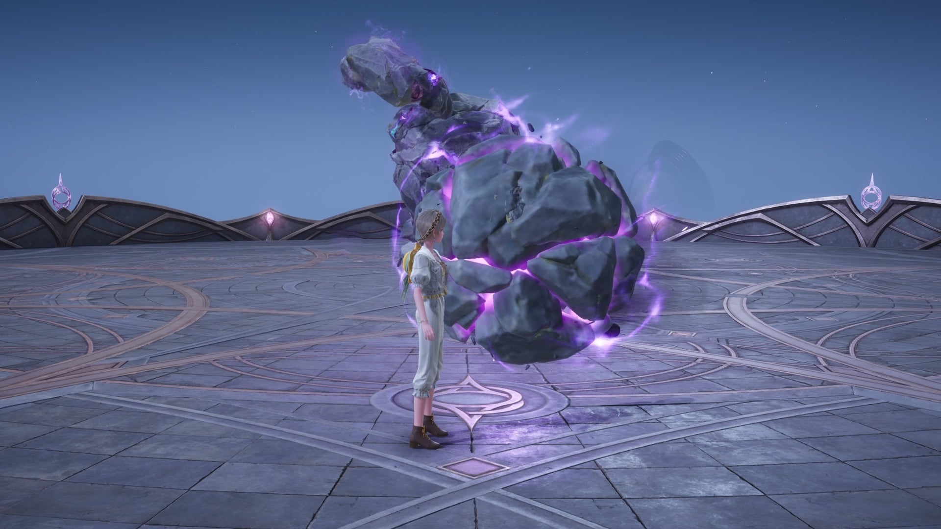 infinity nikki phantom trial bouldy hurling rock at nikki