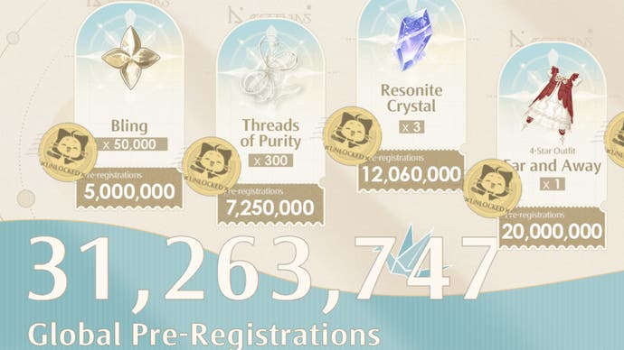 Infinity Nikki pre-registration rewards on website