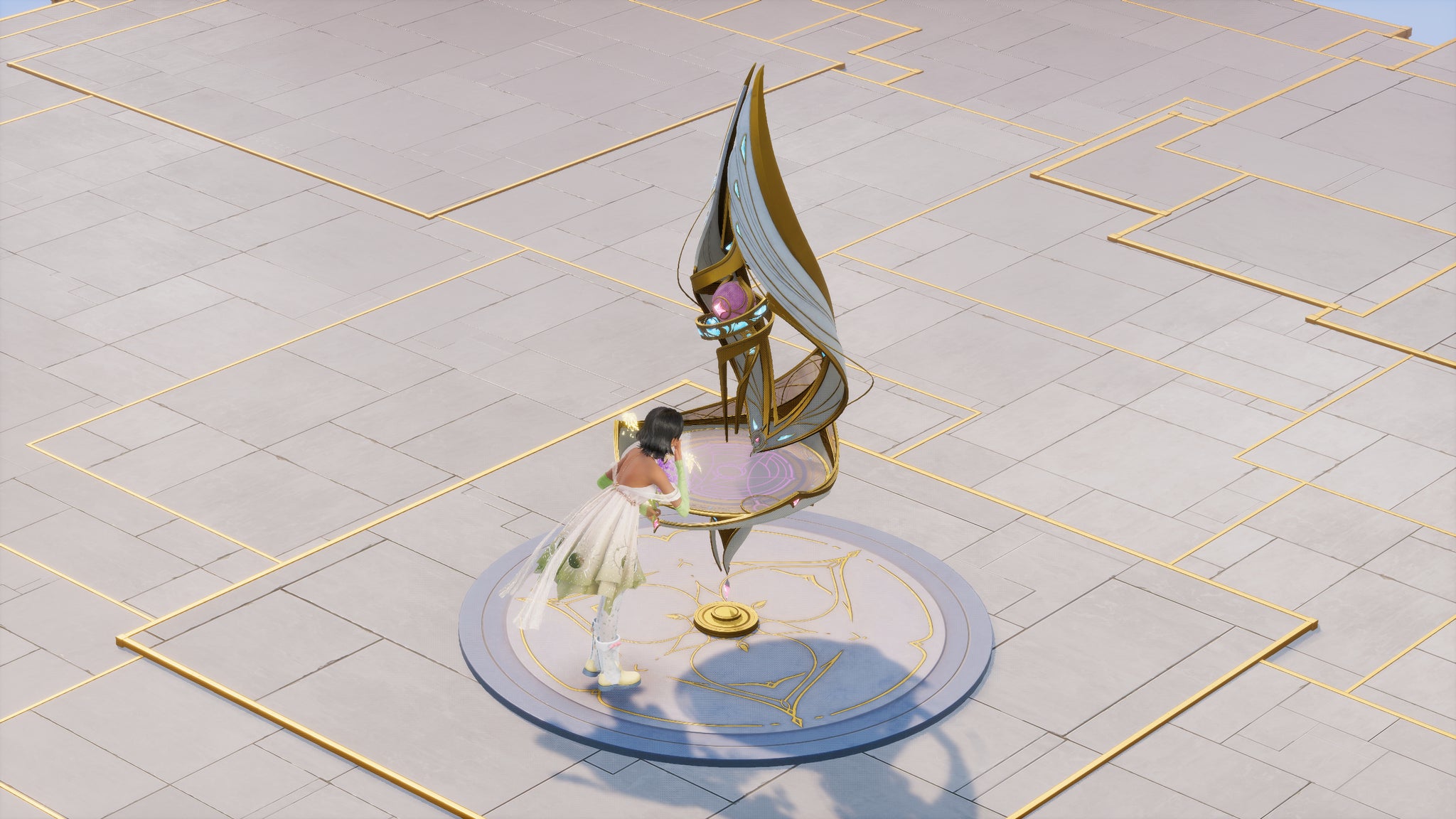 Nikki in Infinity Nikki stands in front of the Altar Of Escalation in the Realm Of Escalation. - 3