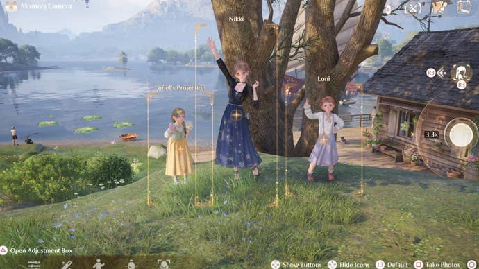 infinity nikki rewind across space and time photo with luriel and loni