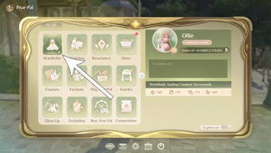 The Infinity Nikki Pear-Pal menu.