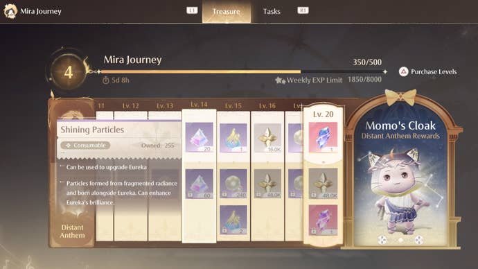 infinity nikki shining particle rewards in mira journey battle pass free track