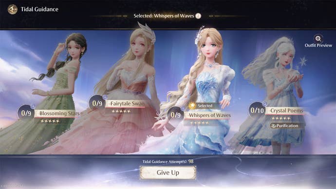 The Tidal Guidance menu in Infinity Nikki.
