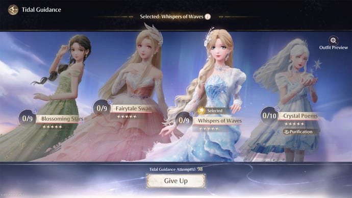 The Tidal Guidance menu in Infinity Nikki.