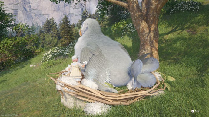 Nikki in Infinity Nikki in the process of collecting a Whimstar in the region of Breezy Meadow.