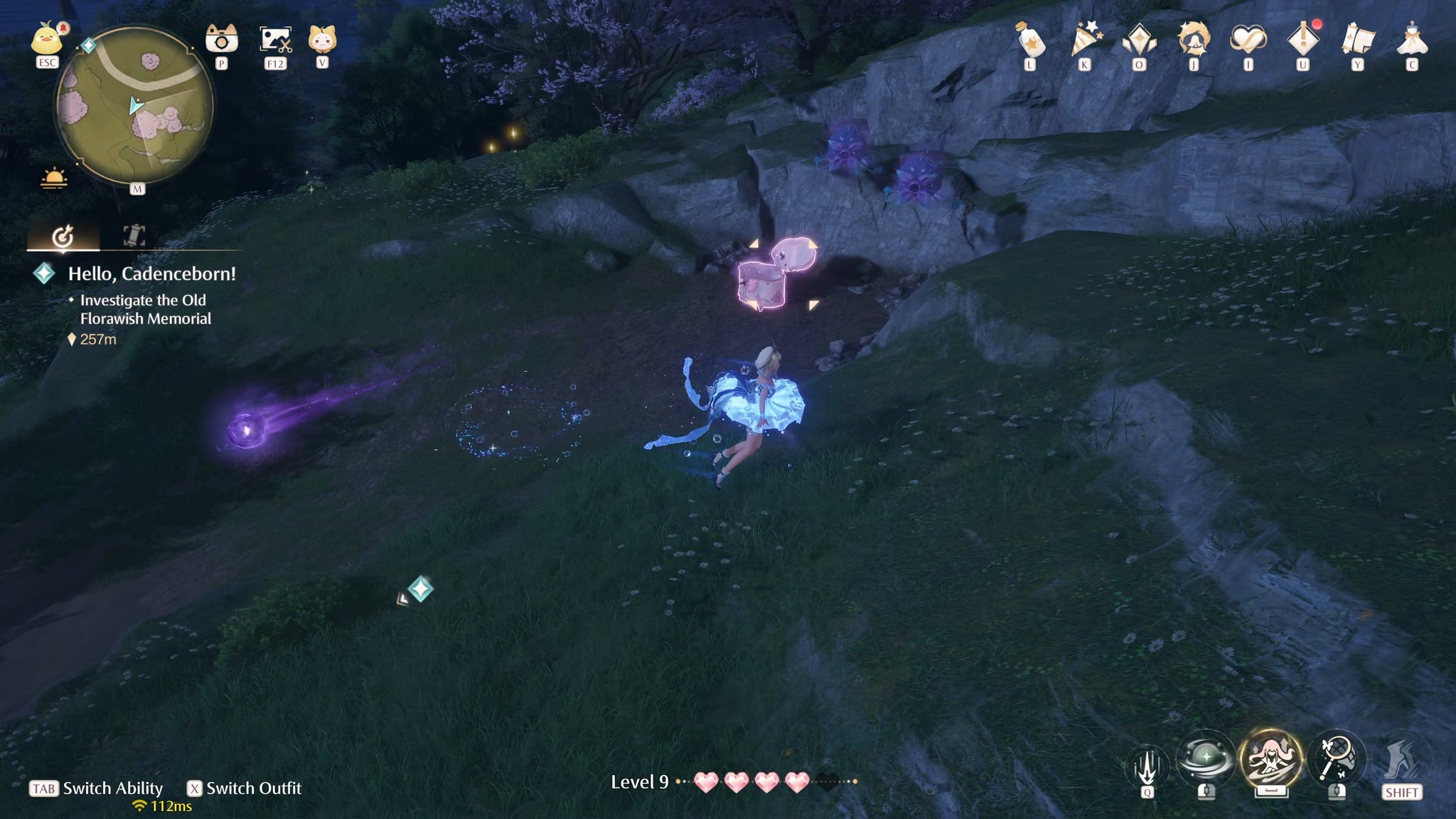 Nikki in Infinity Nikki in the process of collecting a Whimstar in the region of Breezy Meadow. - 6