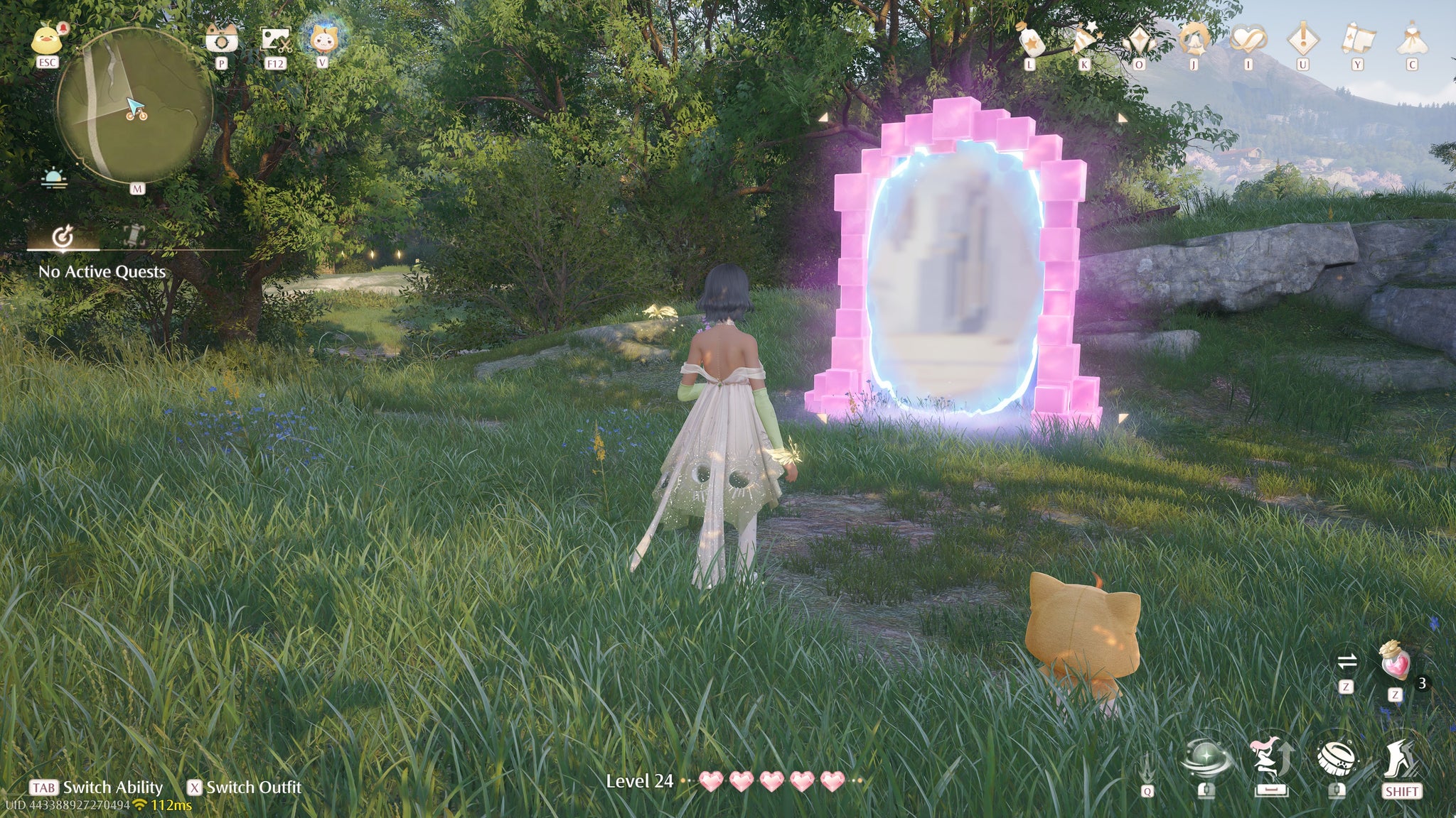 Nikki in Infinity Nikki in the process of collecting a Whimstar in the region of Breezy Meadow. - 33