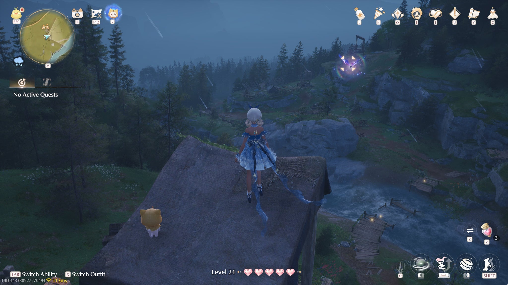 Nikki in Infinity Nikki in the process of collecting a Whimstar in the region of Breezy Meadow. - 49