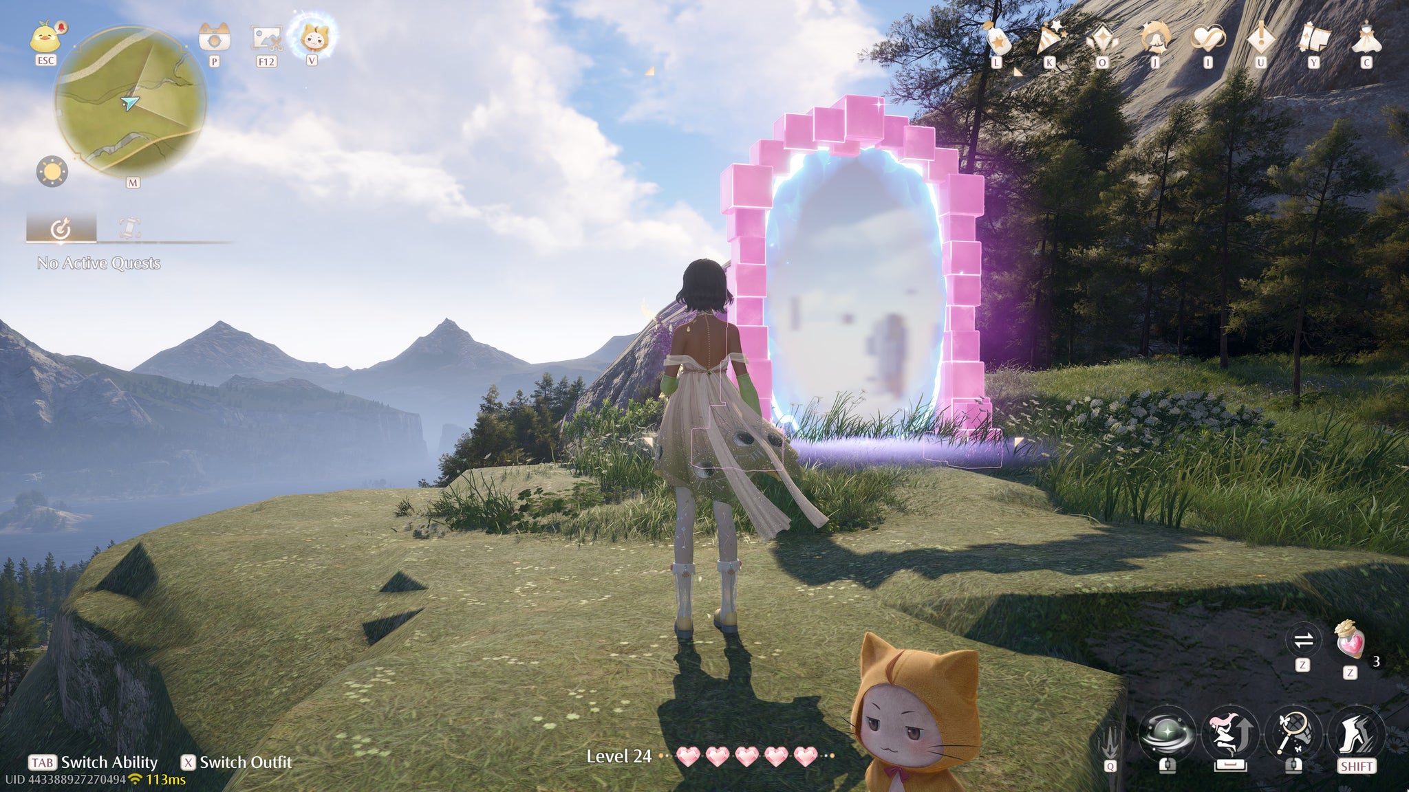 Nikki in Infinity Nikki in the process of collecting a Whimstar in the region of Breezy Meadow. - 51