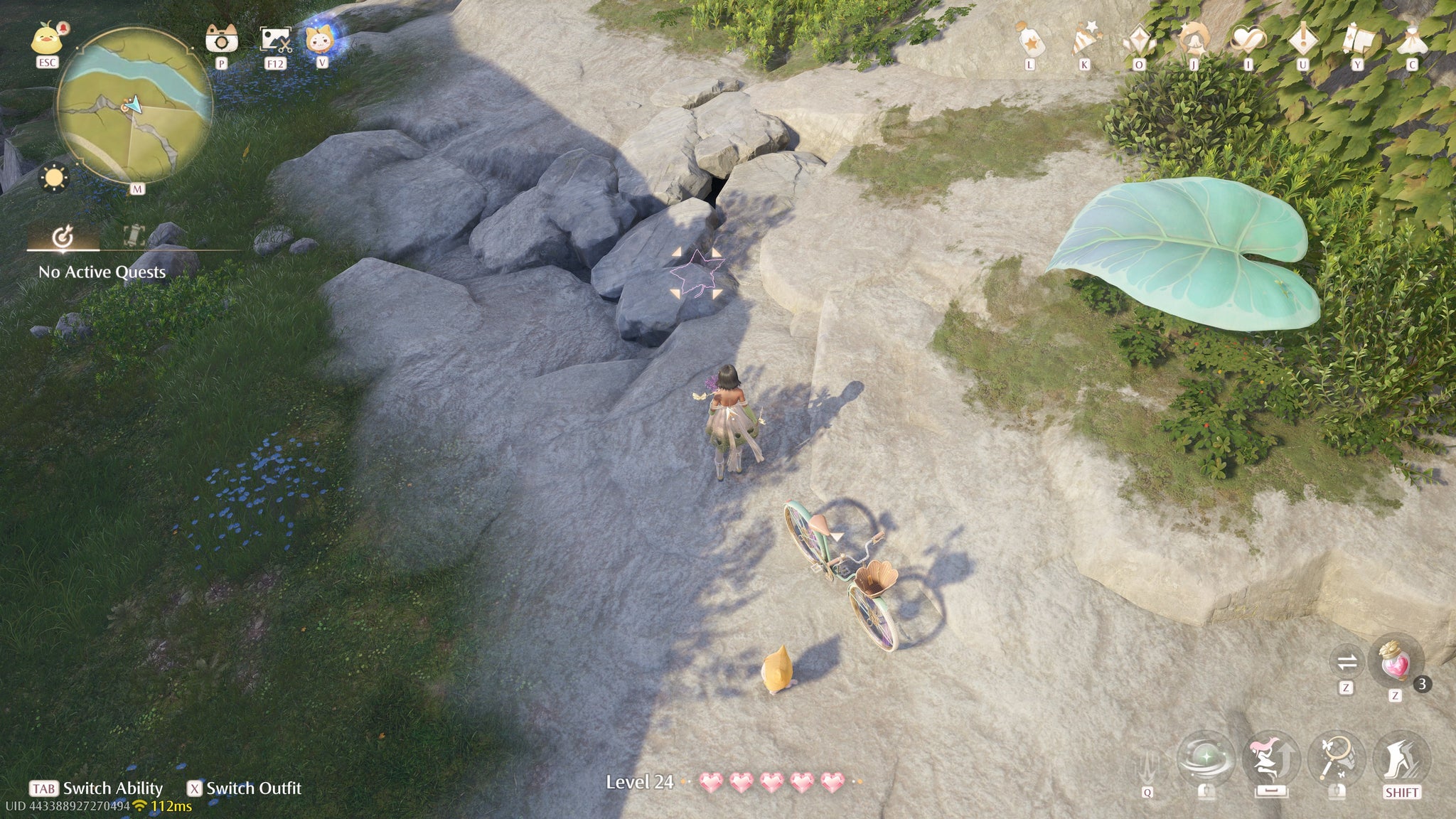 Nikki in Infinity Nikki in the process of collecting a Whimstar in the region of Breezy Meadow. - 15