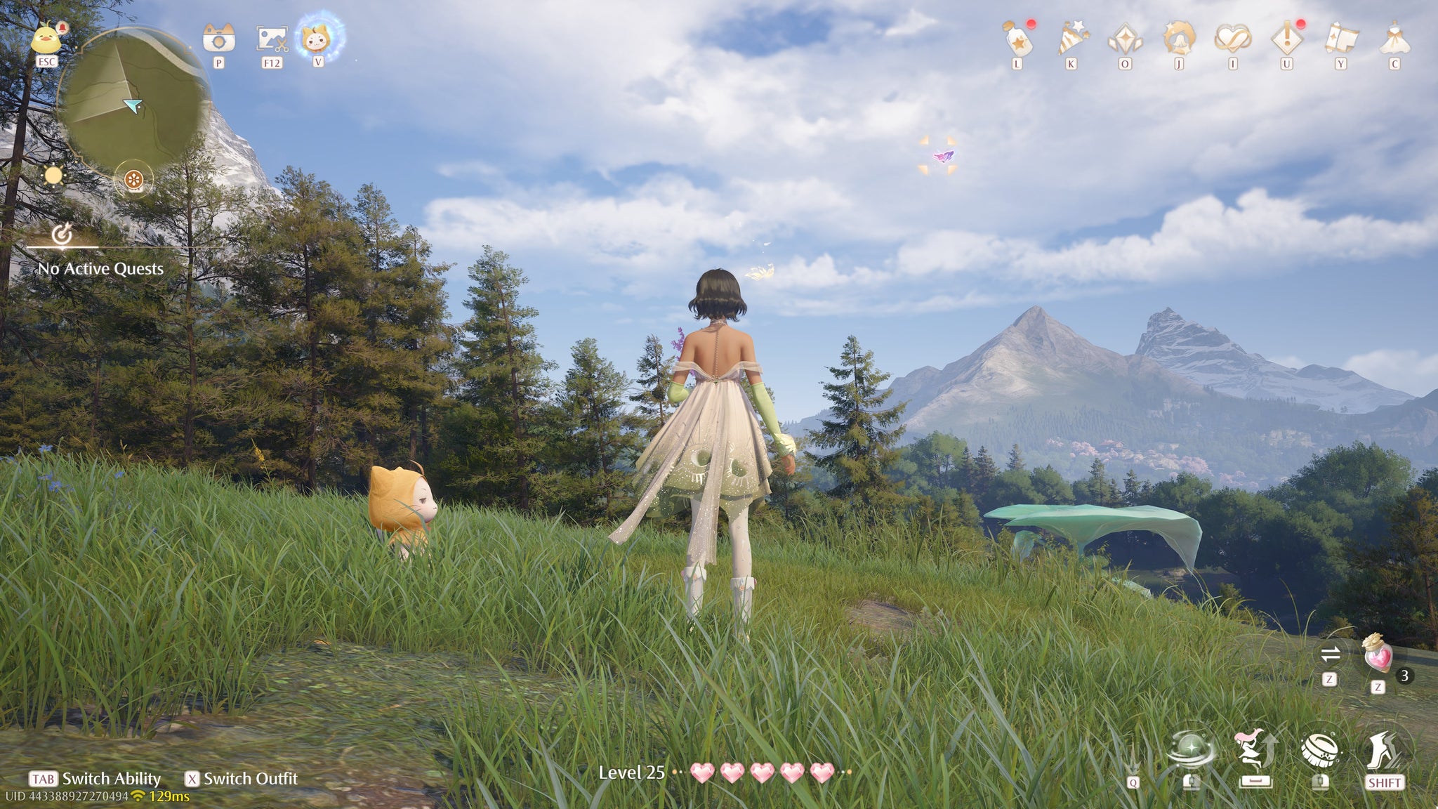 Nikki in Infinity Nikki in the process of collecting a Whimstar in the region of Breezy Meadow. - 63