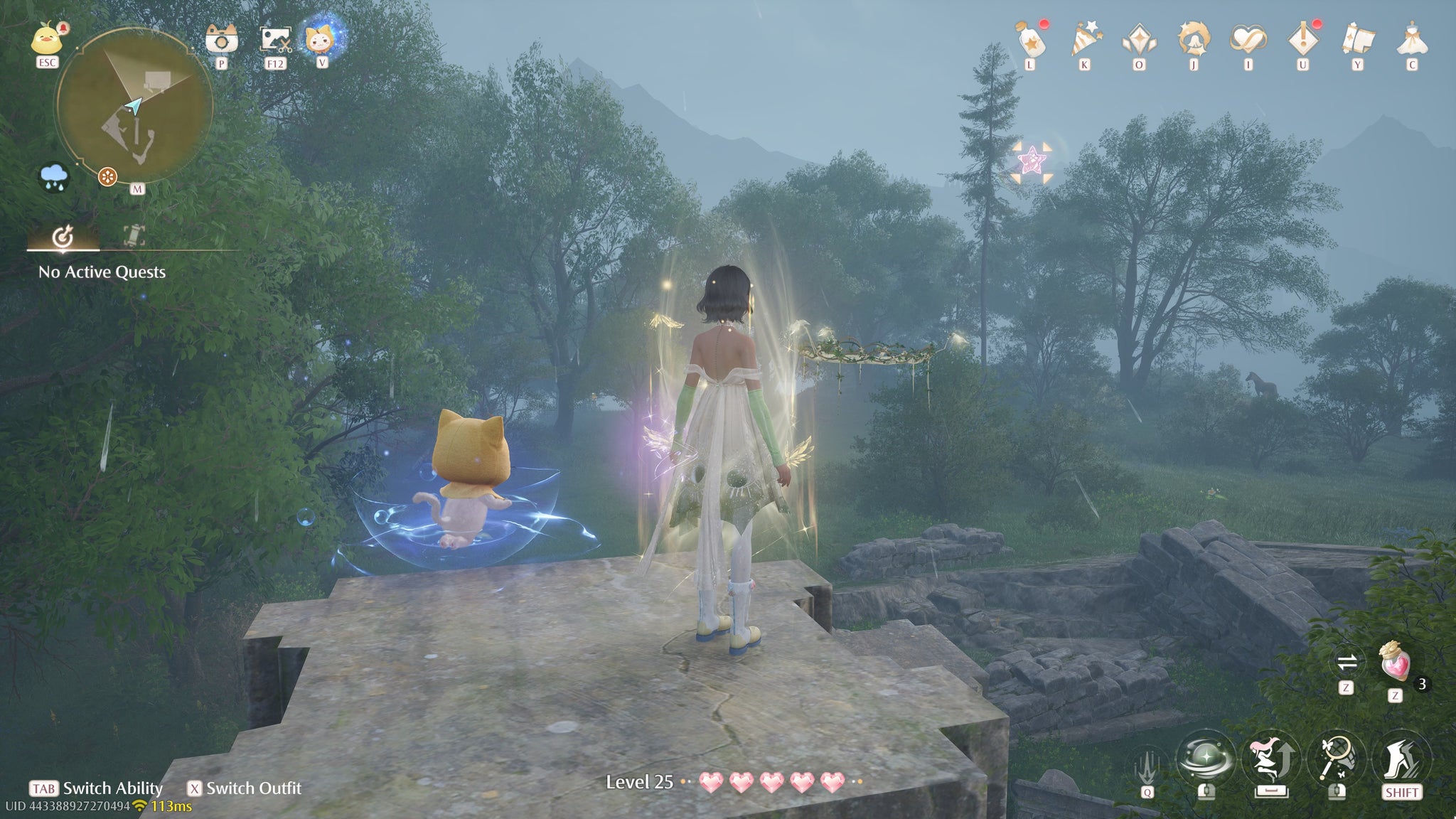 Nikki in Infinity Nikki in the process of collecting a Whimstar in the region of Breezy Meadow. - 67