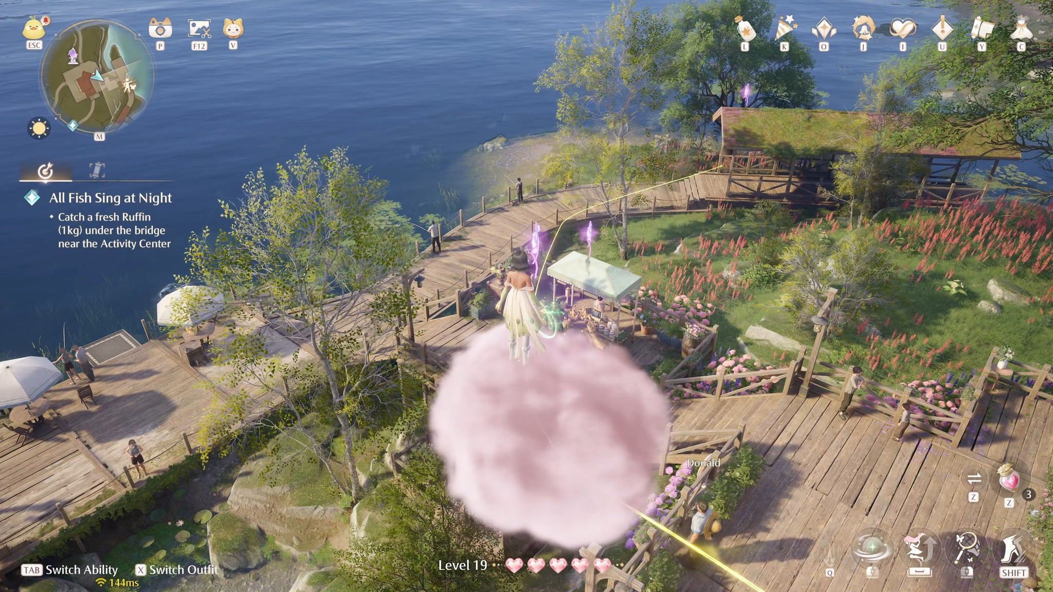 Nikki in Infinity Nikki in the process of collecting a Whimstar in the region of Breezy Meadow. - 10