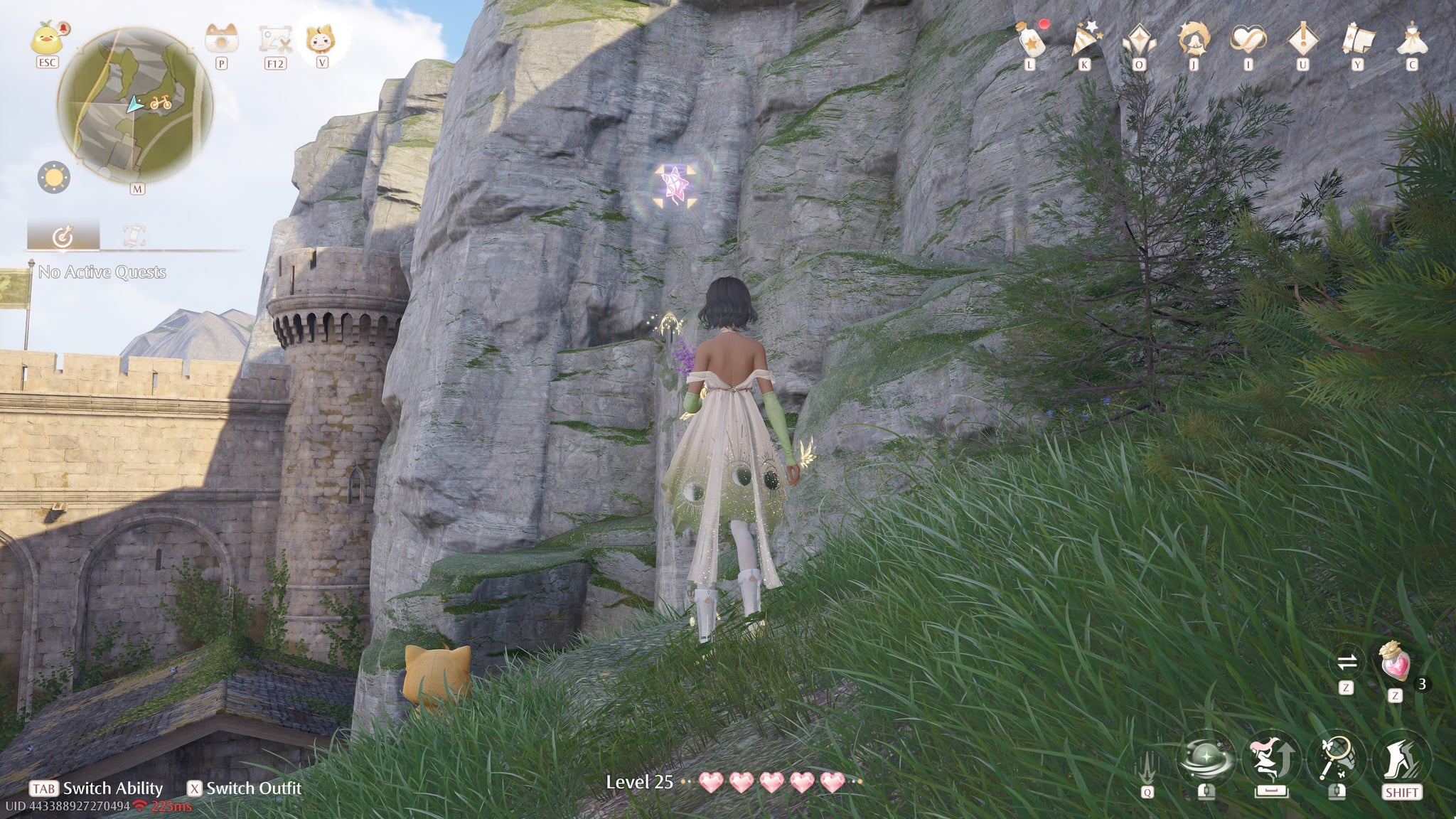 Nikki in Infinity Nikki in the process of collecting a Whimstar in the region of Breezy Meadow. - 76