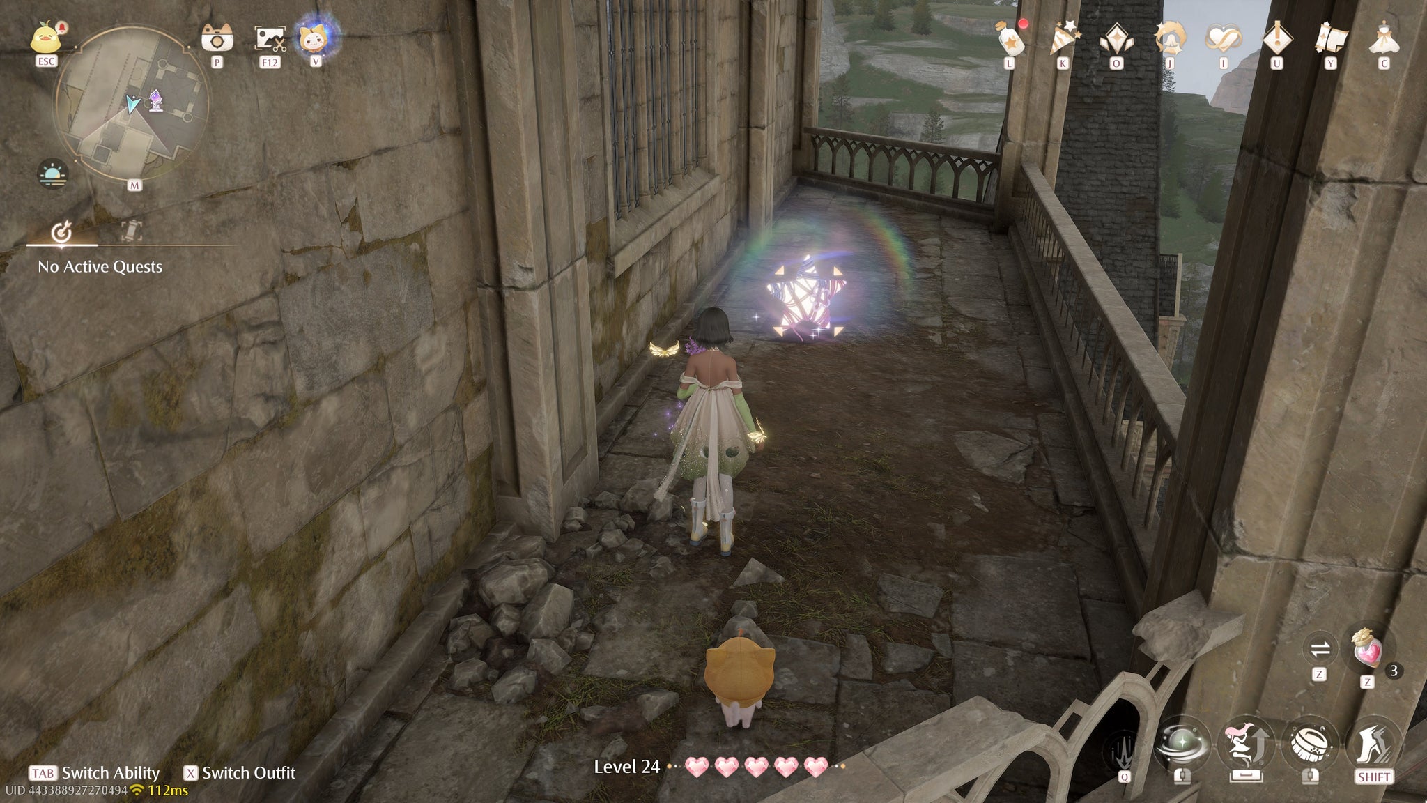 Nikki in Infinity Nikki in the process of collecting a Whimstar in the region of Breezy Meadow. - 79