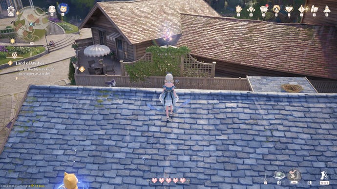 Nikki in the process of collecting a Florawish Whimstar in Infinity Nikki.