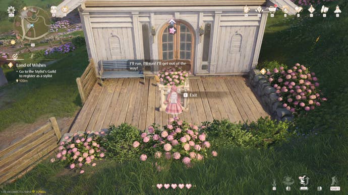 Nikki in the process of collecting a Florawish Whimstar in Infinity Nikki.