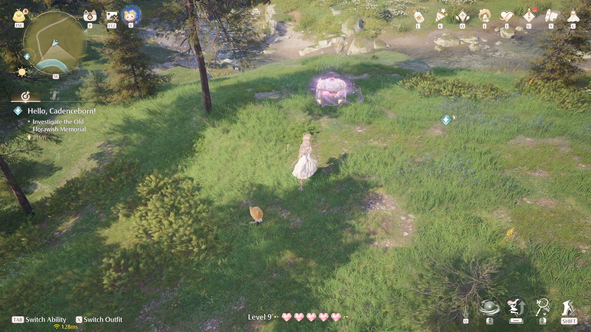 Nikki in the process of collecting a Florawish Whimstar in Infinity Nikki. - 5