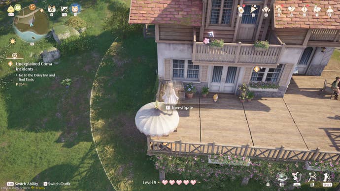 Nikki in the process of collecting a Florawish Whimstar in Infinity Nikki.