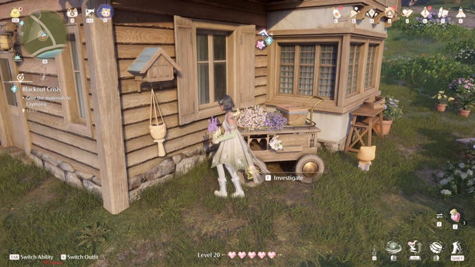 Nikki in the process of collecting a Florawish Whimstar in Infinity Nikki.