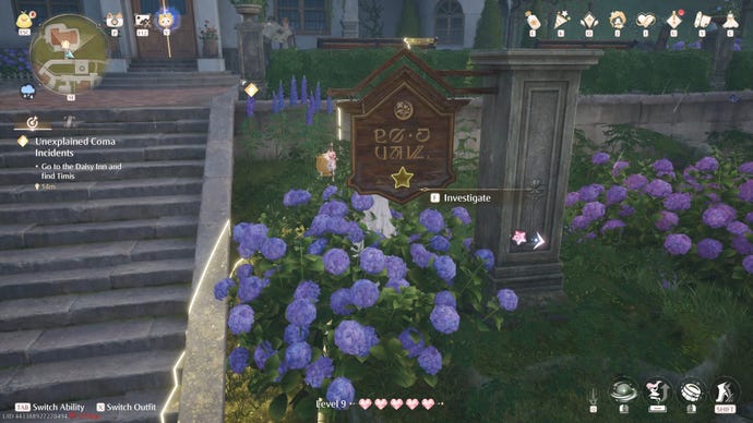 Nikki in the process of collecting a Florawish Whimstar in Infinity Nikki.